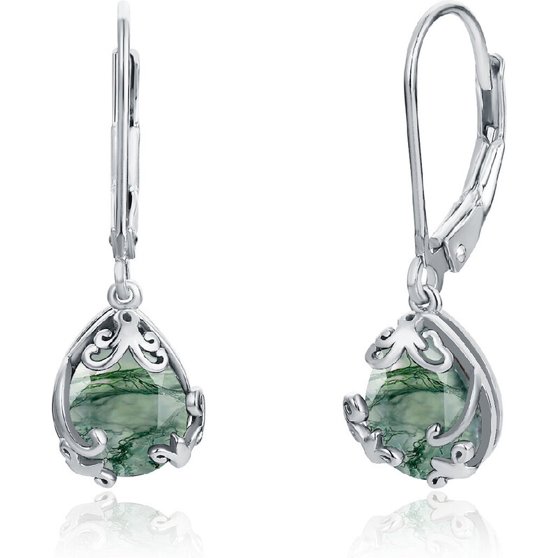 Olivie Strieborné náušnice MACHOVÝ ACHÁT 8425 49048557