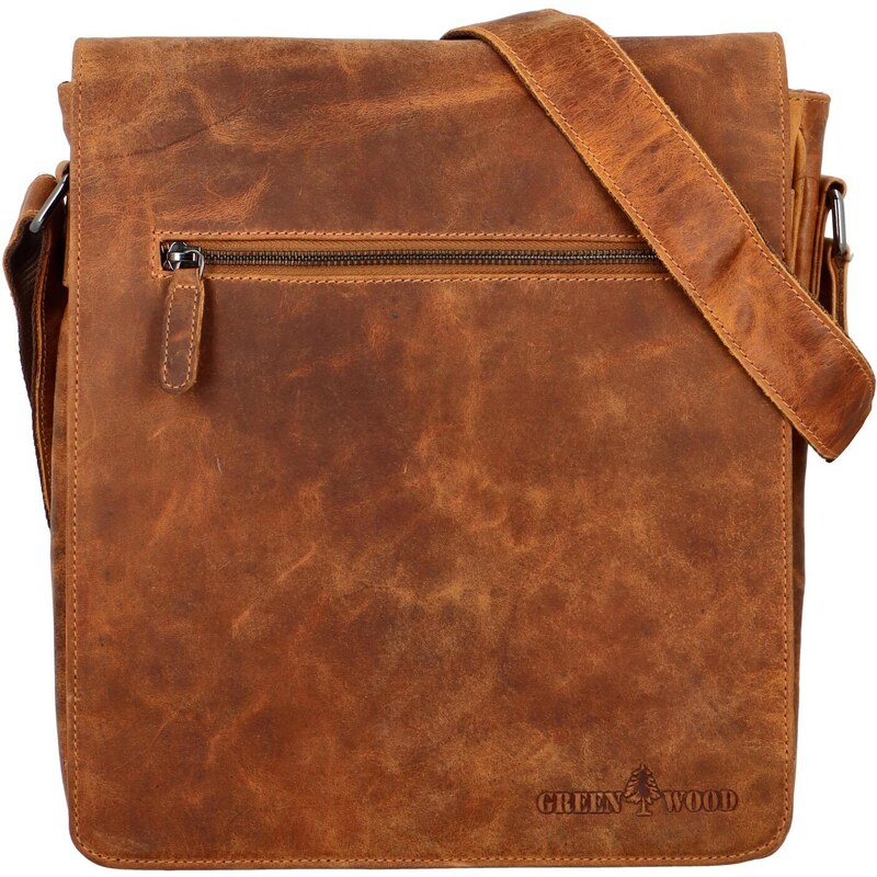 Kožená pánska crossbody/taška Green Wood Derekan, camel 66419626