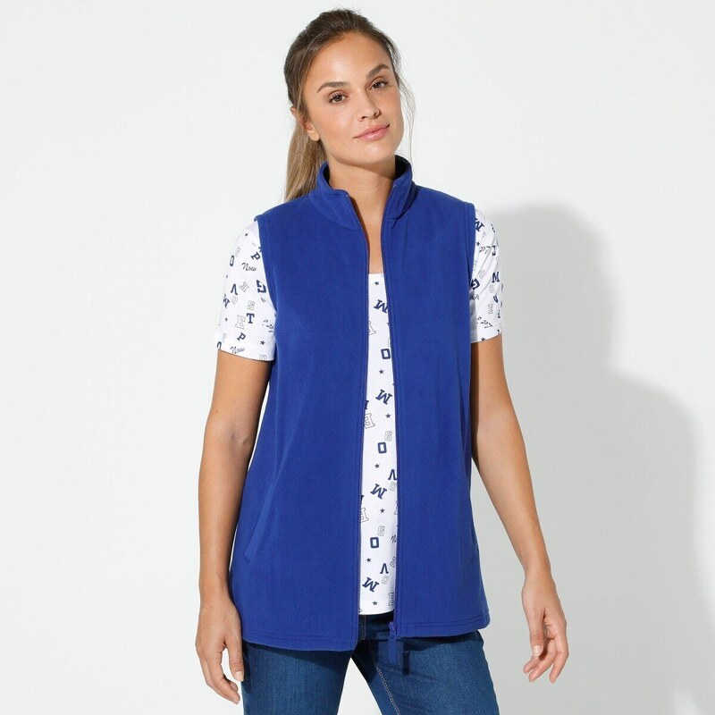 Fleecová vesta na zips tmavomodrá 036 Blancheporte 48074073