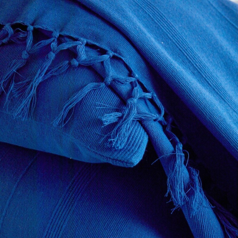 Blancheporte Ručne tkaný pléd alebo prikrývka, jednofarebné modrá 180