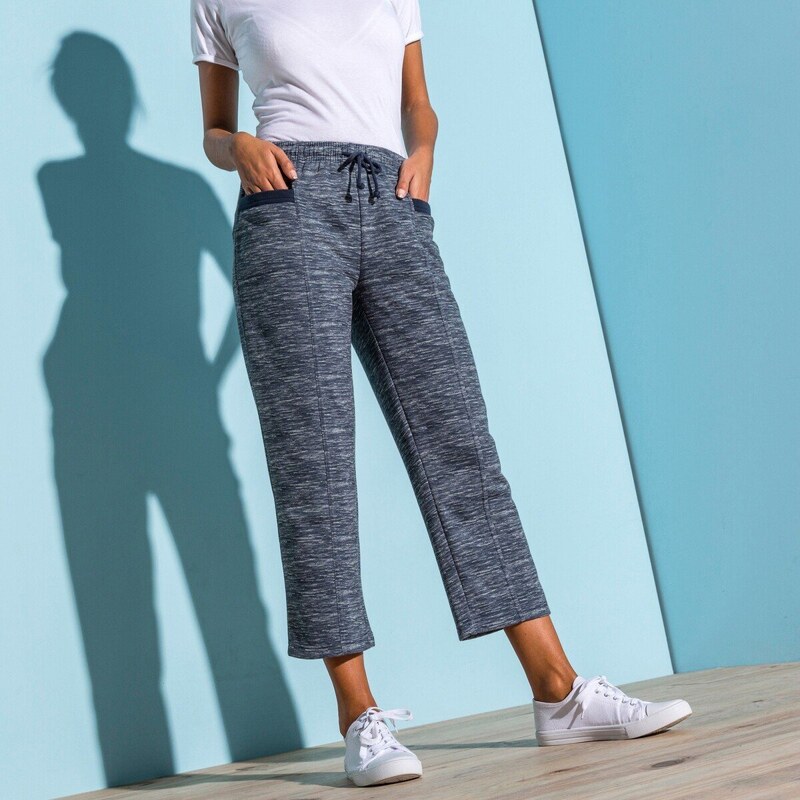 Melírované 7/8 moltonové nohavice nám.modrý melír 048 Blancheporte 48125481