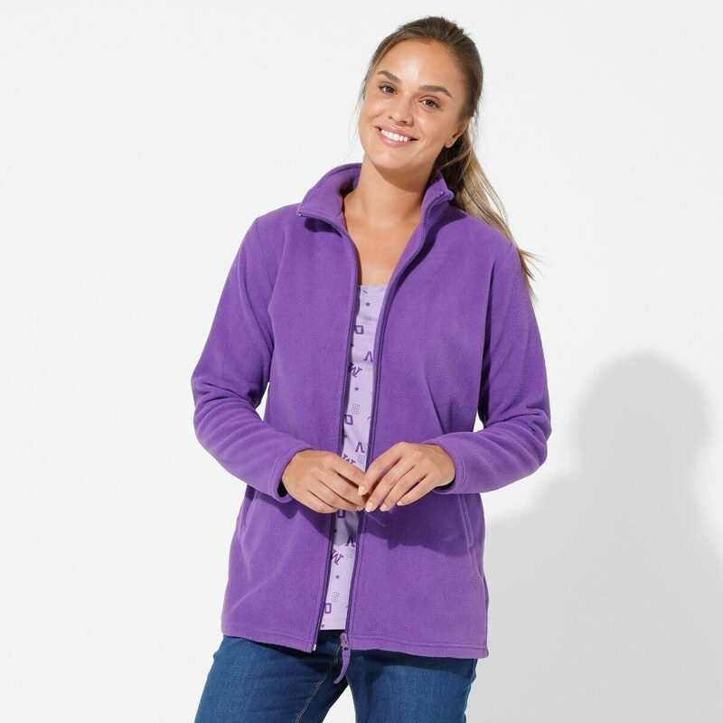 Fleecová bunda na zips fialová 050 Blancheporte 48518613