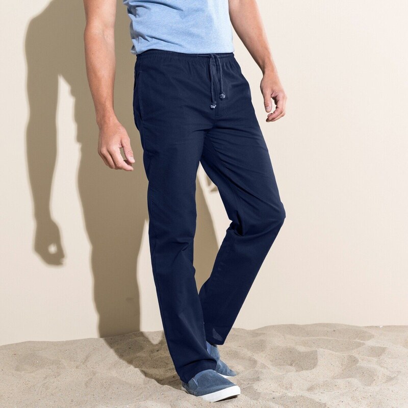 Pohodlné plátené nohavice nám.modrá 046 Blancheporte 48125723