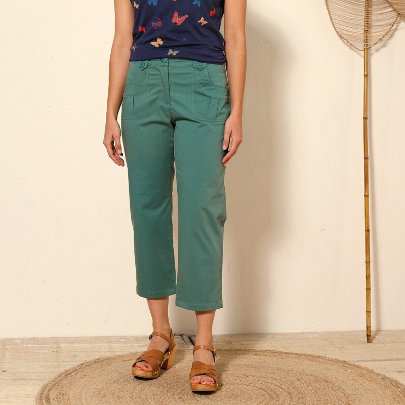 Rovné strečové 7/8 nohavice. khaki tmavá 038 Blancheporte 48957866