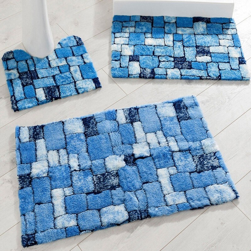 Blancheporte Hebká kúpeľňová predložka Mozaika modrá 050