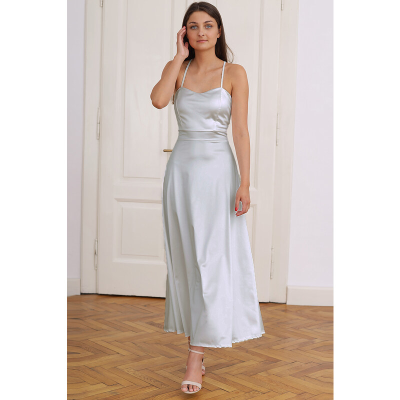 Glara Šnurovacie dlhé šaty s odhaleným chrbtom 49046715