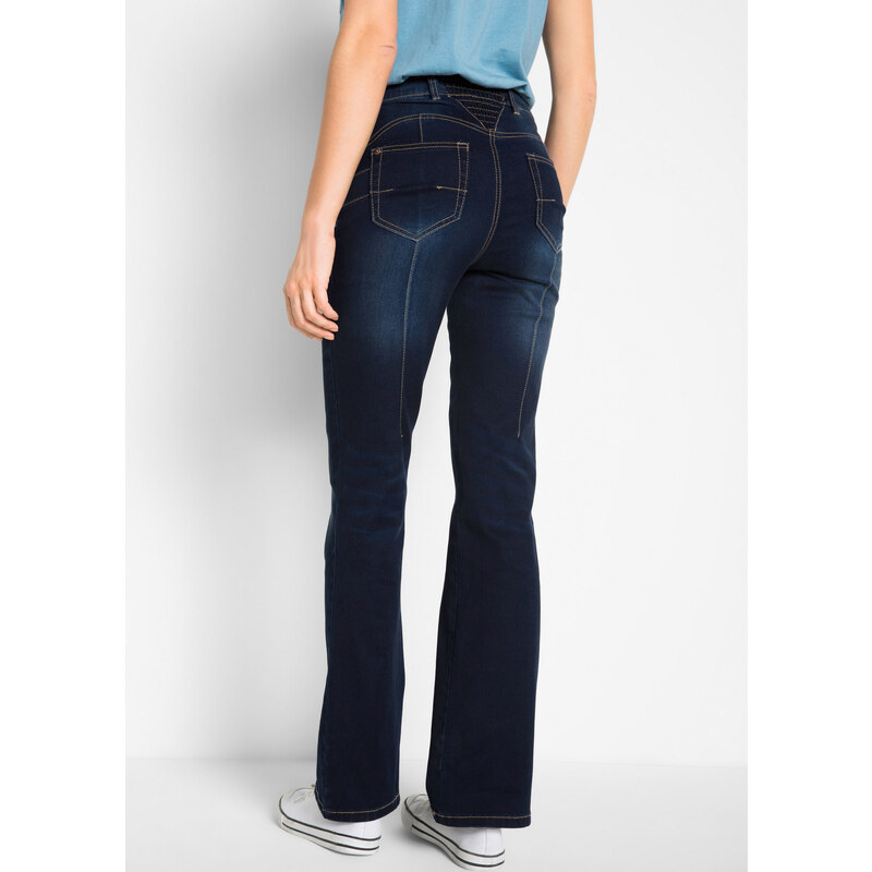 bonprix Sťahovacie džínsy bootcut, stredná výška pásu, farba modrá 62511202