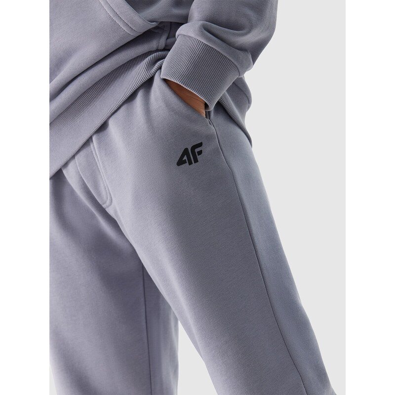 4F Chlapčenské teplákové nohavice typu jogger - svetlomodré