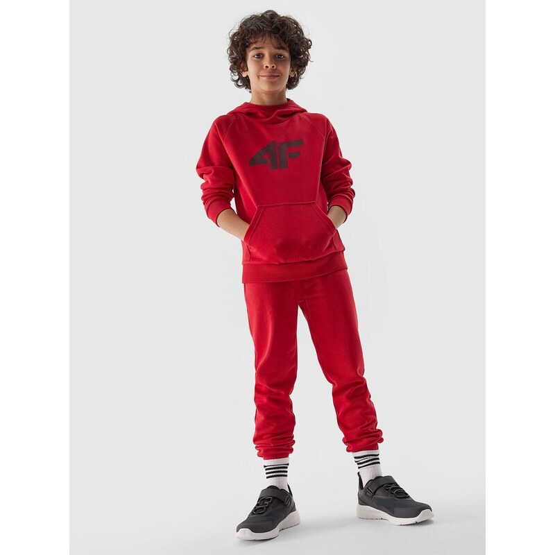 4F Chlapčenské teplákové nohavice typu jogger - červené