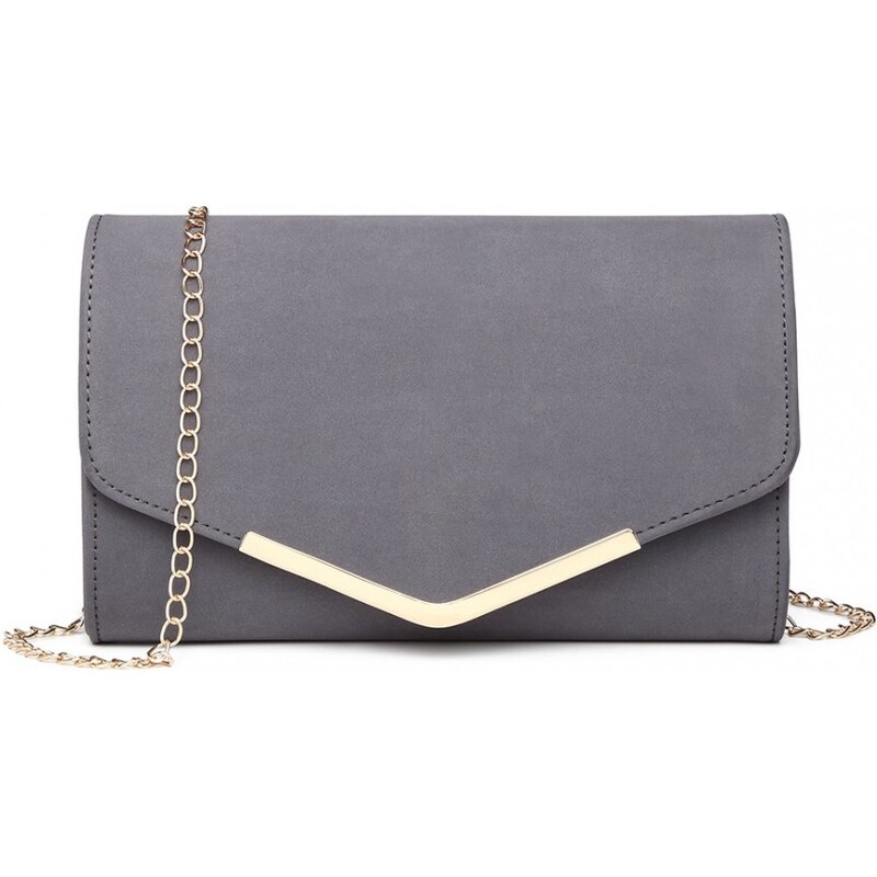 Konofactory Sivá semišová spoločenská kabelka s retiazkou „Megane“ 60464707