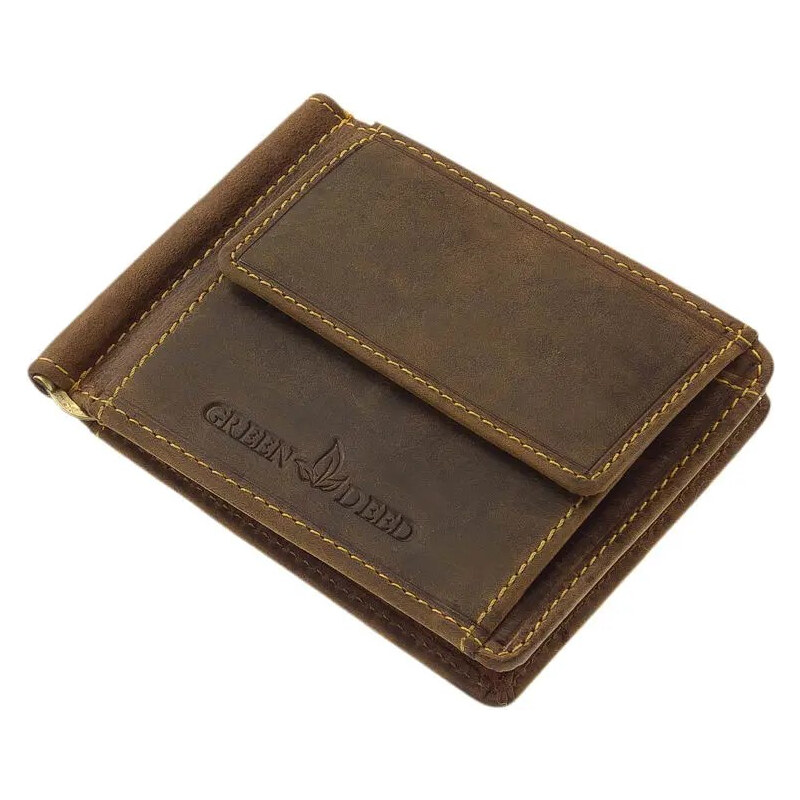 Green Deed Pánska kožená hnedá dolárová peňaženka (GPPN402)