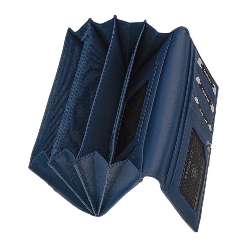 LA SCALA Modrá dámska kožená peňaženka (GDPN356)