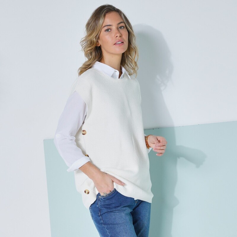 Dlhá vesta s gombíkmi na bokoch ražná 044 Blancheporte 49062622