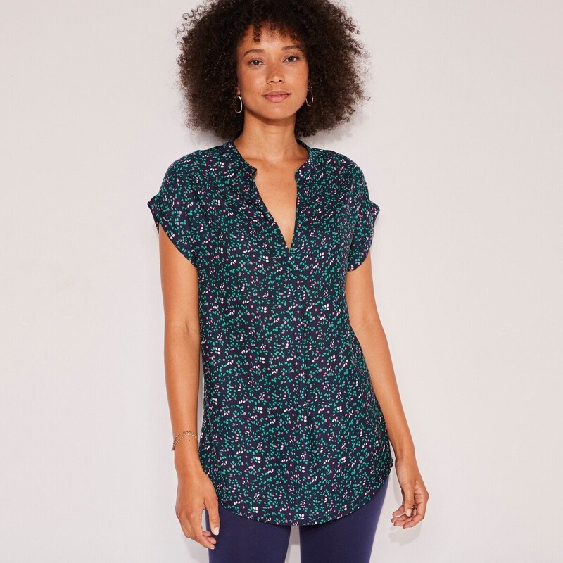 Tunika s ohrnutými rukávmi a potlačou nám.modrá/viacfarebná 042 49062726