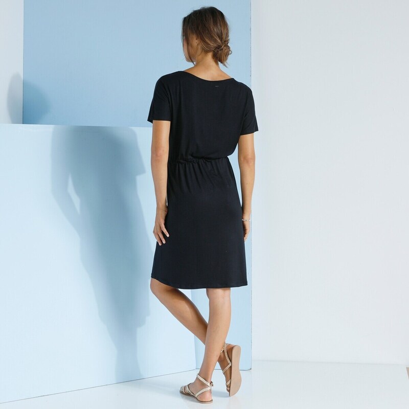 Blancheporte Jednofarebné šaty s krátkymi rukávmi čierna 036