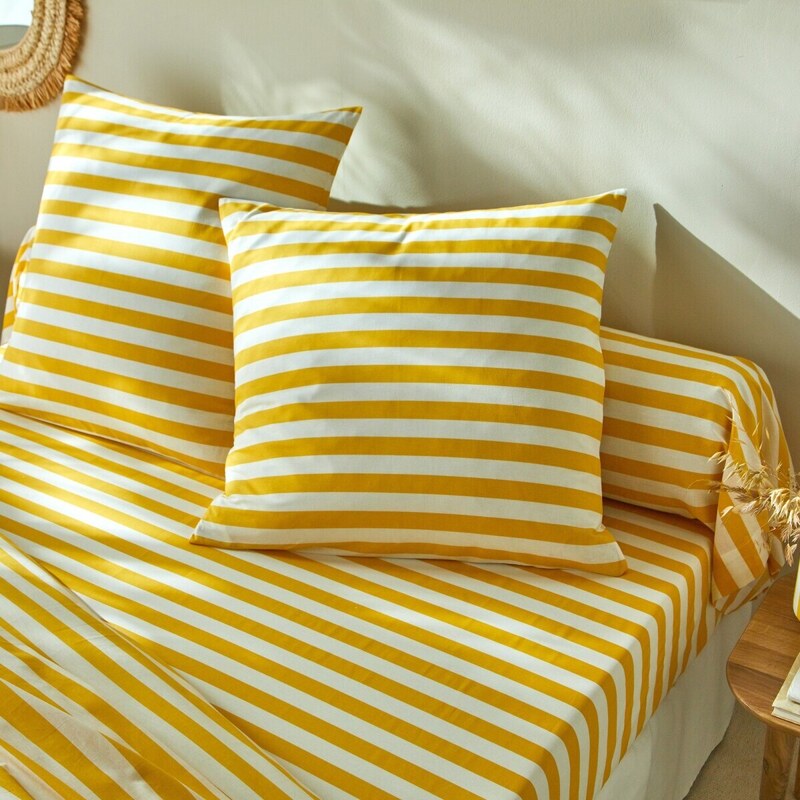 Blancheporte Pruhovaná posteľná bielizeň Romy, zn. Colombine, bavlna žltá 090