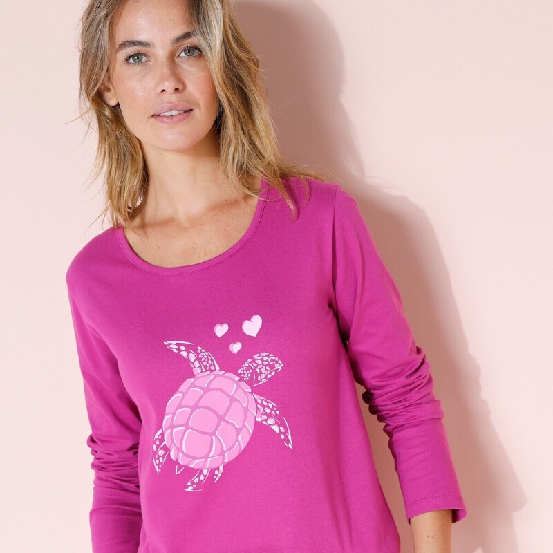 Blancheporte Pyžamo s potlačou korytnačky malinová 036