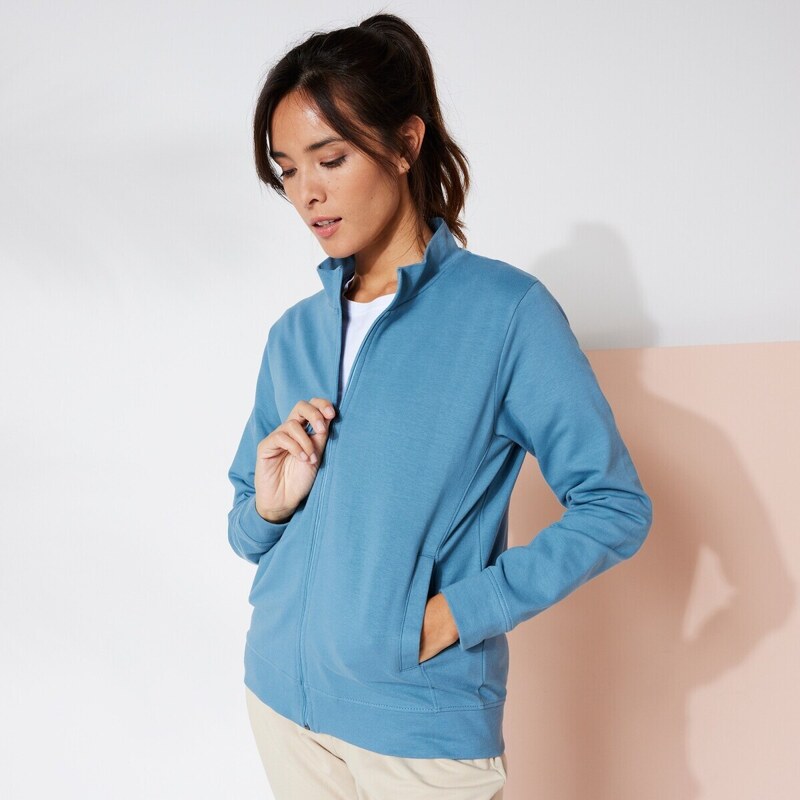 Moltonová mikina na zips modrosivá 054 Blancheporte 49063625