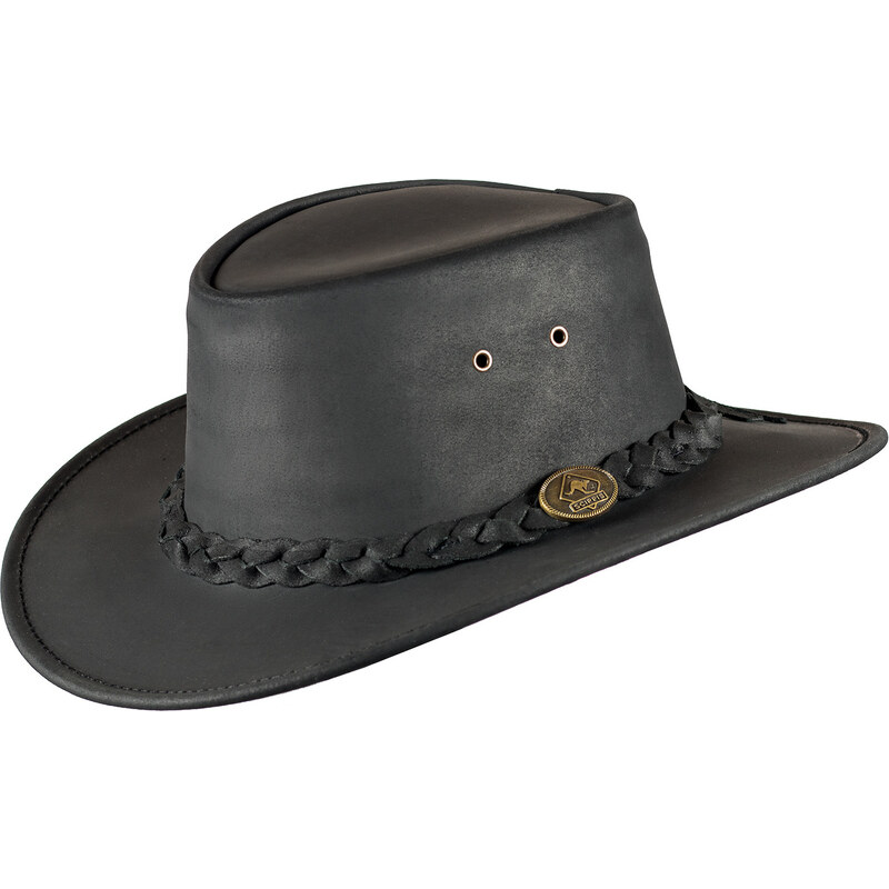 Austrálsky klobúk čierny kožený - BUSHMAN