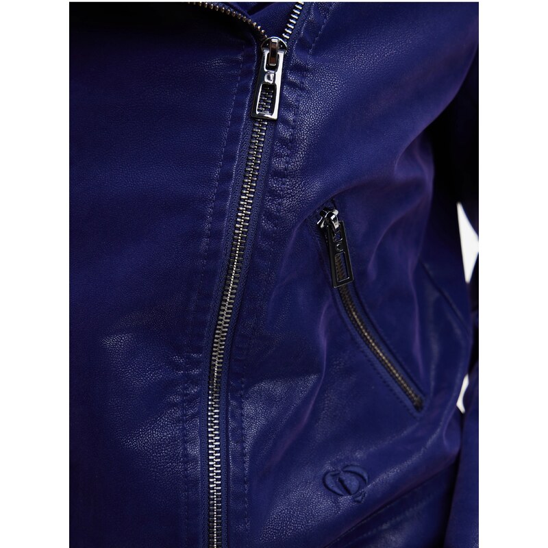 Women's Dark Blue Faux Leather Jacket Desigual Harry - Women