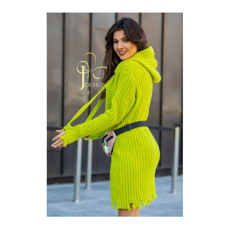 Fashionweek Oversized svetrové šaty s kapucí CARLA