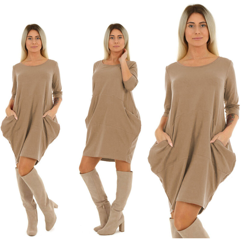 Fashionweek Pohodlné teplákové šaty s vreckami Oversized MF853 48750873