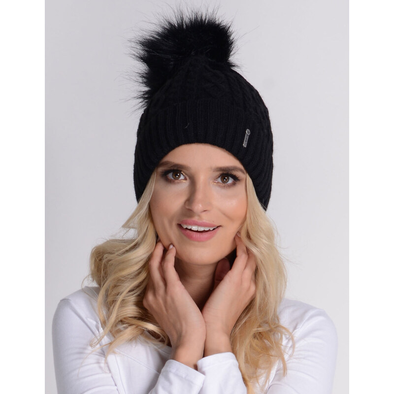 Fashionweek Dámska vlnená čiapka s brmbolcom JENOT + flísová podšívka 48751032