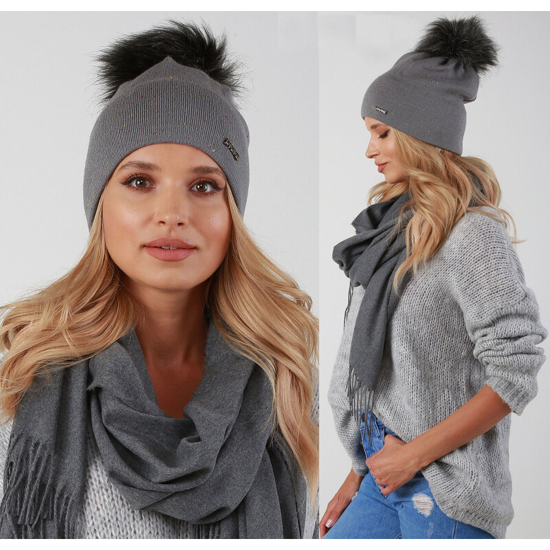 Fashionweek Dámska zimná čiapka s brmbolcom MULTICOLOR ZIZI-P8 48751015