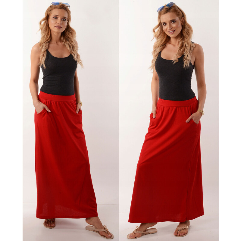 Fashionweek Talianska pohodlná dlhá mikinová sukňa s vreckami MAXI 48751236