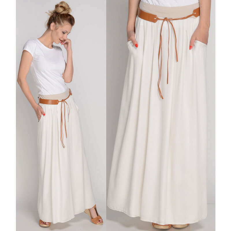 Fashionweek Dlhá maxi letná sukňa zo vzdušného materiálu s vreckami + 48751862