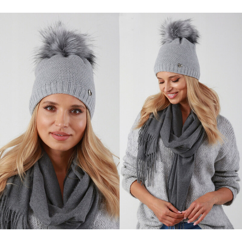 Fashionweek Dámska zimná čiapka s brmbolcom ZIZI-V12 48752062