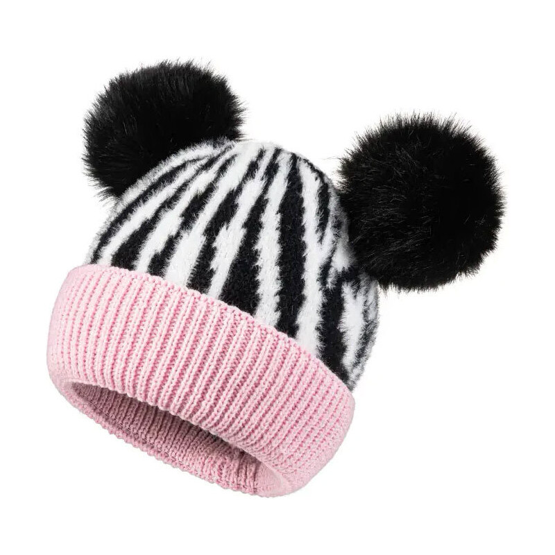 Fashionweek Dámska zimná čiapka s brmbolcom flísová podšívka ZEBRA 48752242