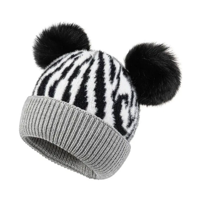 Fashionweek Dámska zimná čiapka s brmbolcom flísová podšívka ZEBRA 48752244