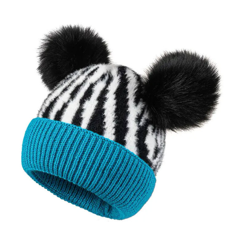 Fashionweek Dámska zimná čiapka s brmbolcom flísová podšívka ZEBRA 48752241