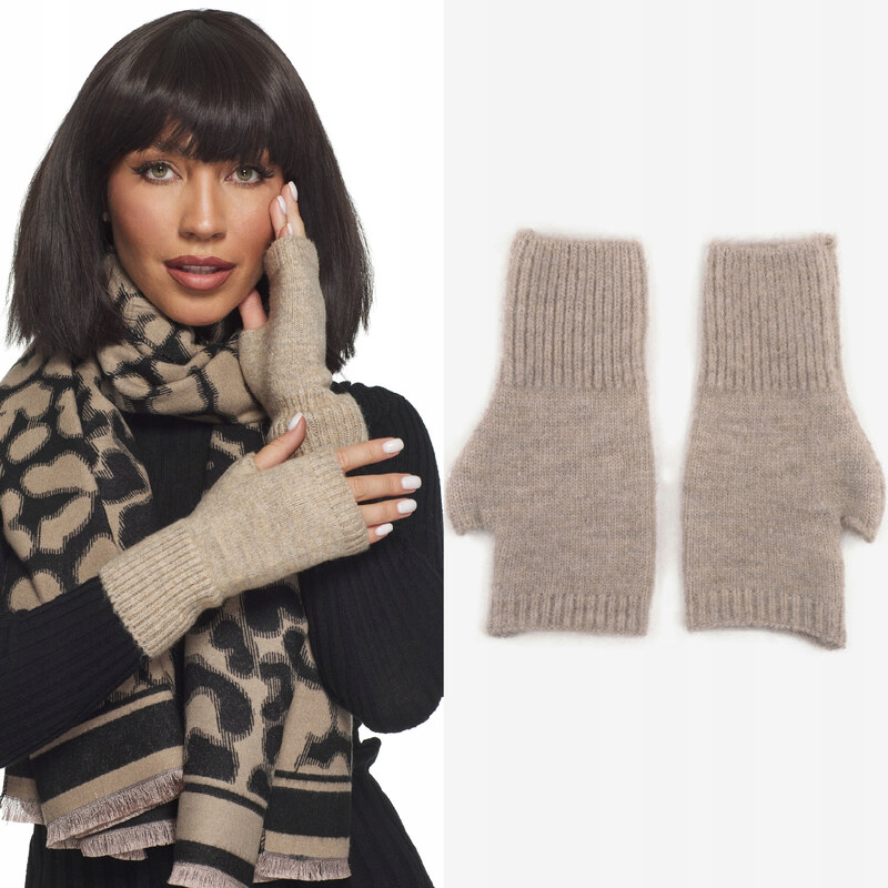 Fashionweek Teplé pletené rukavice s prímesou vlny MITENKI KARR50