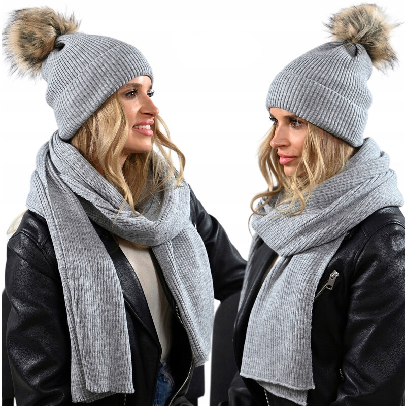 Fashionweek Dámsky zimný set čiapky a šál set: čiapky s brmbolcom a 48753208