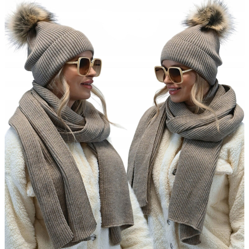 Fashionweek Dámsky zimný set čiapky a šál set: čiapky s brmbolcom a 48753209