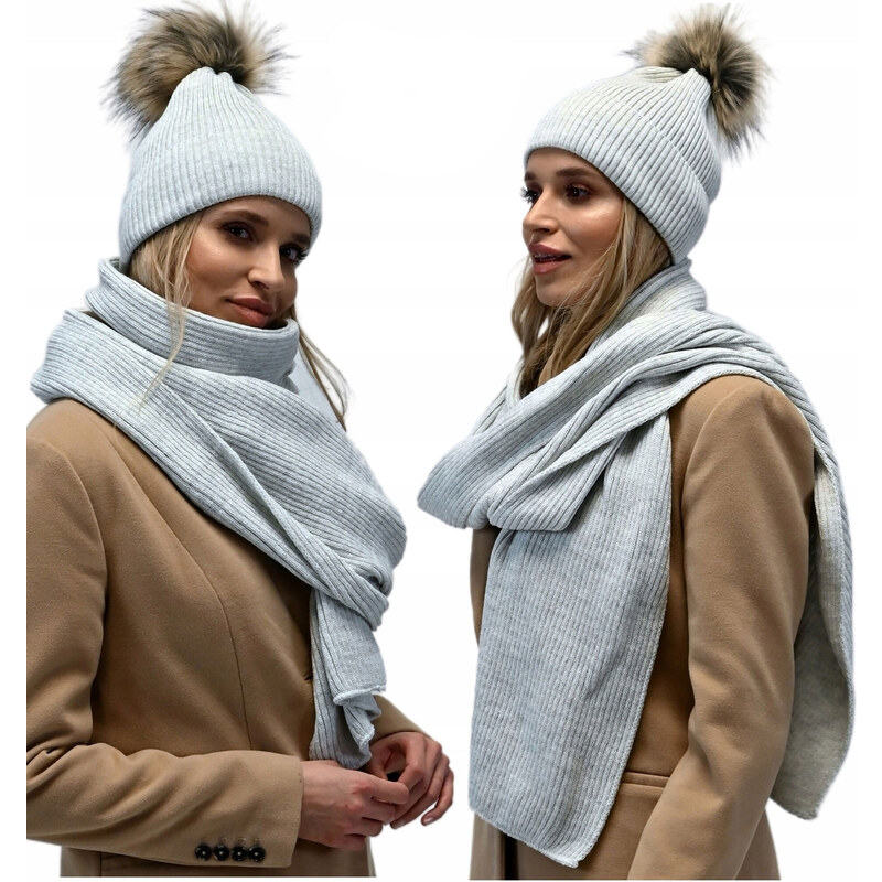 Fashionweek Dámsky zimný set čiapky a šál set: čiapky s brmbolcom a 48753211
