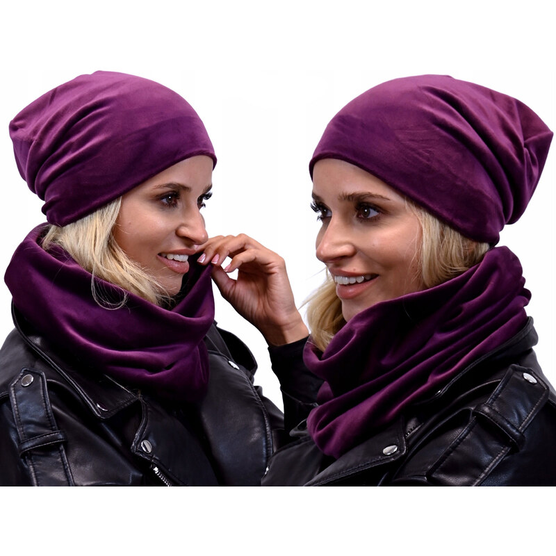 Fashionweek Dámsky zamatový set čiapky a šálu ZIZI-BV 48753244