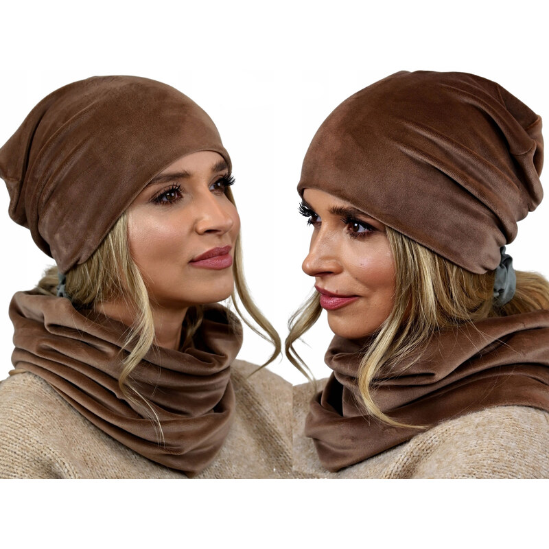 Fashionweek Dámsky zamatový set čiapky a šálu ZIZI-BV 48753247