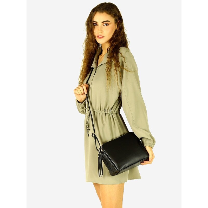 MARCO MAZZINI Kožená crossbody kabelka | čierna L156a 45104063