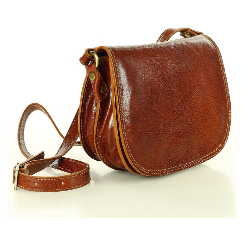 MARCO MAZZINI Dámska kožená crossbody kabelka | camel L127a 49077460