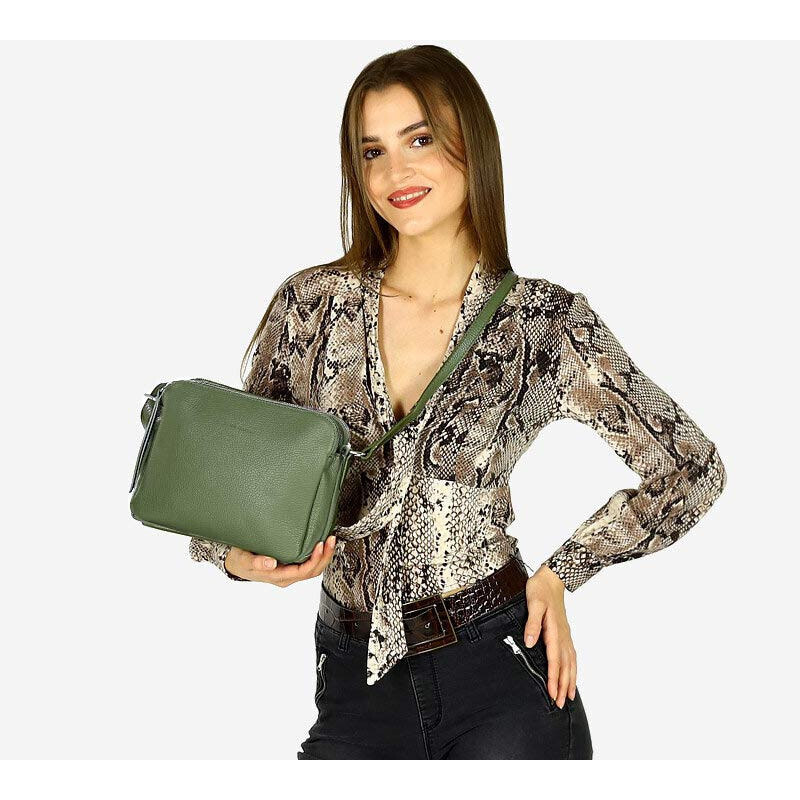 MARCO MAZZINI Kožená crossbody kabelka | zelená l156o 49077463