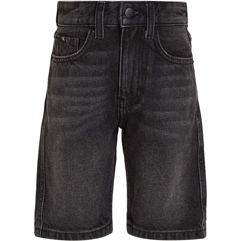 Detské rifľové krátke nohavice Calvin Klein Jeans čierna farba