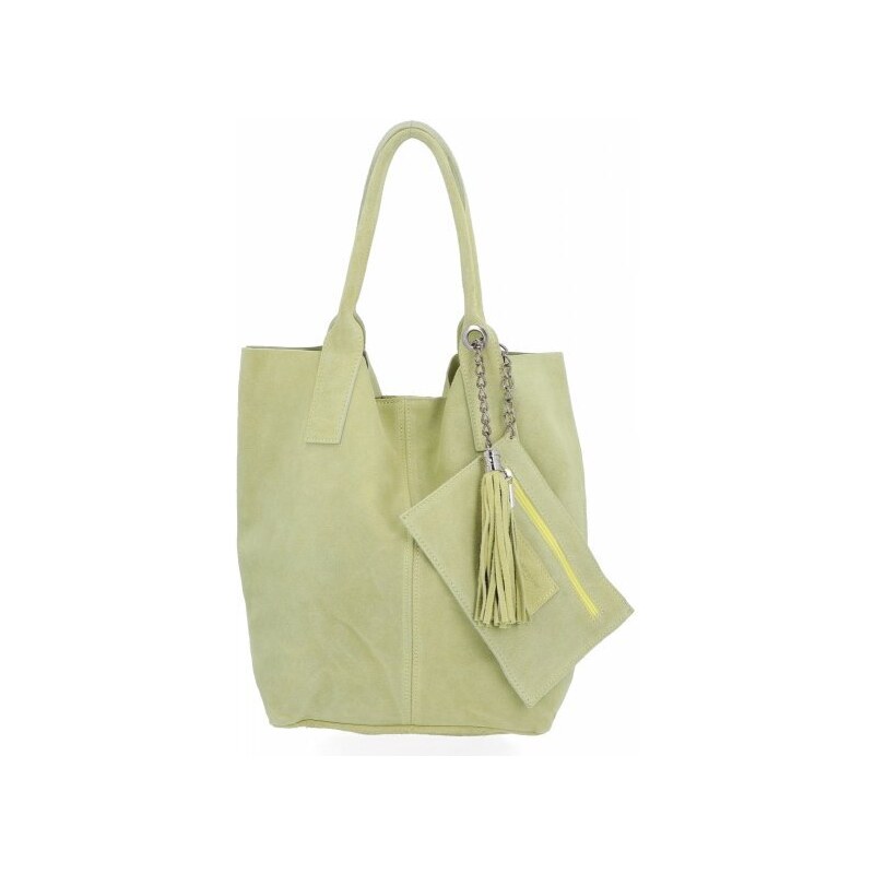 Kožené kabelka shopper bag Genuine Leather limetková 801 49078662