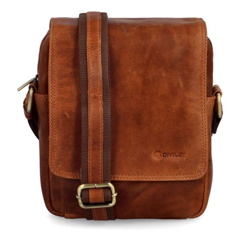 DIVILEY Pánska kožená taška cez rameno Picasso koňak 49081076