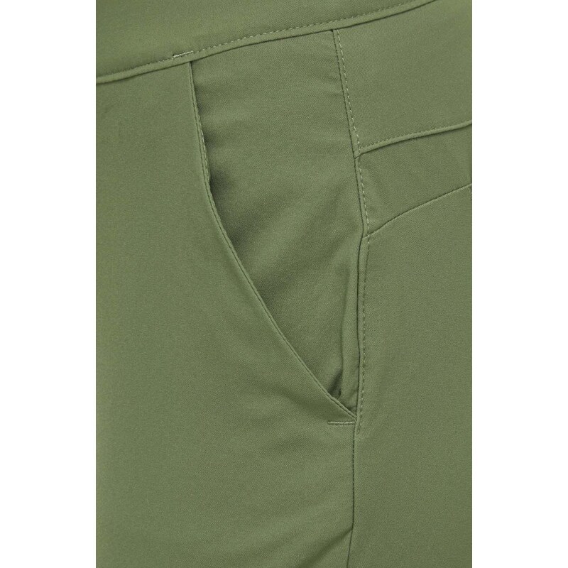Nohavice Columbia Firwood Camp II dámske, zelená farba, priliehavé, stredne vysoký pás, 1885343