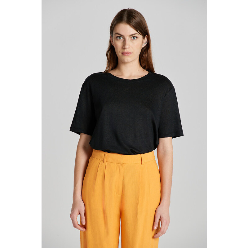 TRIČKO GANT LINEN SS T-SHIRT BLACK 49096523
