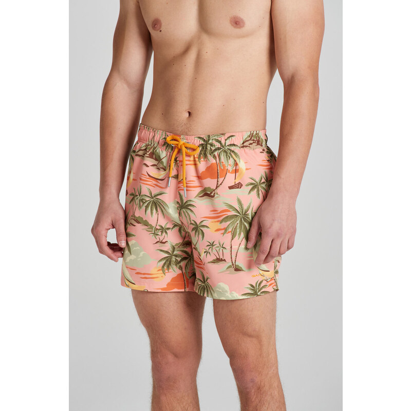PLAVKY GANT HAWAII PRINT SWIM SHORTS PEACHY PINK 49096587