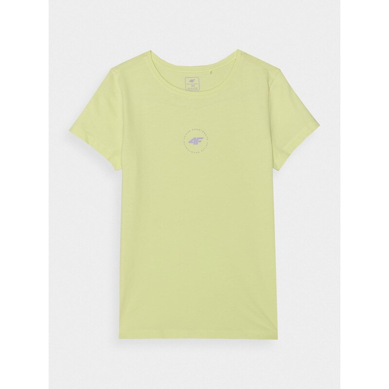 4F Dievčenské tričko z organickej bavlny - vápno